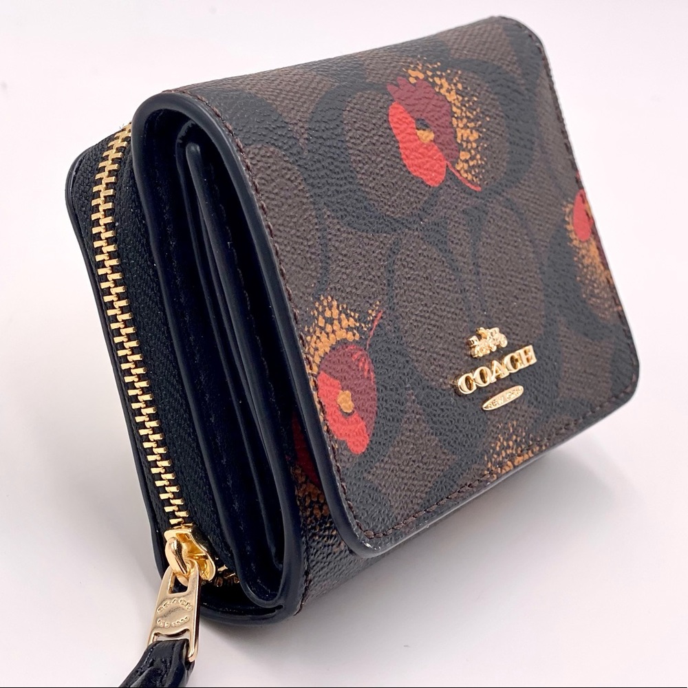 Coach Small Trifold Wallet with Pop Floral Print - Picture 2 of 12